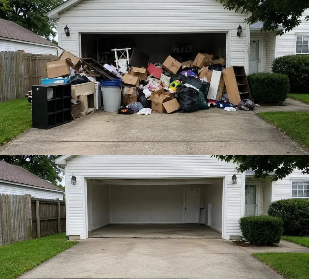 garage junk removed before and after