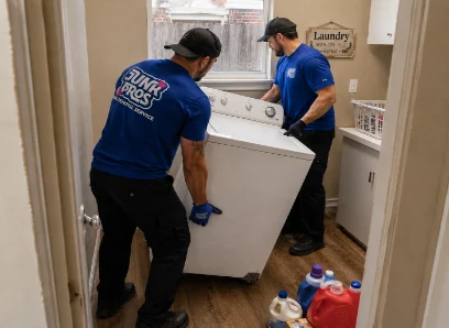 junk pro workers removing heavy washer from murfreesboro local house